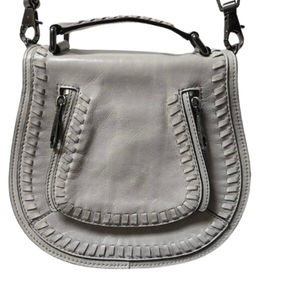Rebecca Minkoff Vanity Saddle Putty Leather Crossbody Bag - Picture 1 of 13